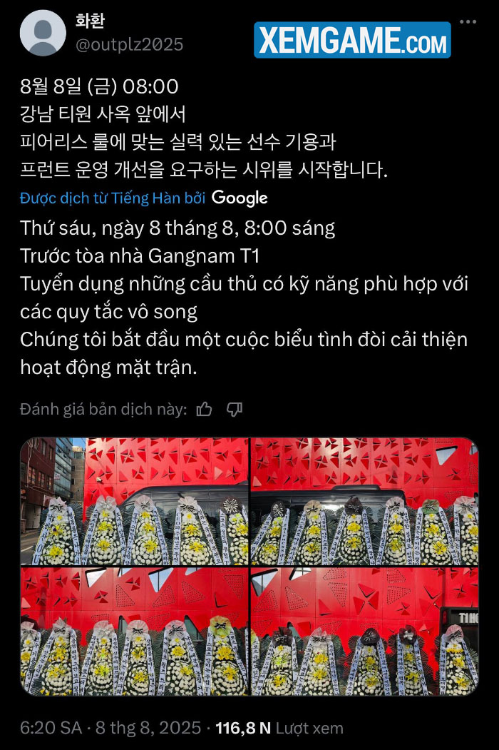 LMHT: Bất bình trước việc Gumayusi lại bị anti gửi hoa tang đến trụ sở T1 515437966 3136942249816250 39638 1