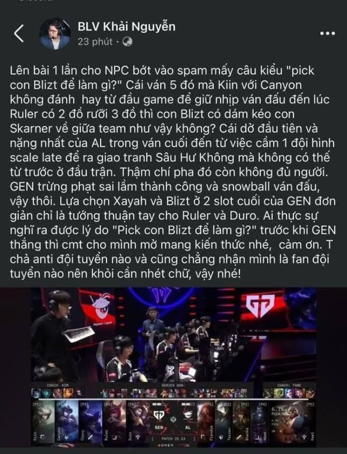 516531656_4082220942097715_84990 BLV Khải Nguyễn VAR viewer sau khi bị chê bình luận “cảm tính” trong trận Gen.G vs AL 516531656 4082220942097715 84990