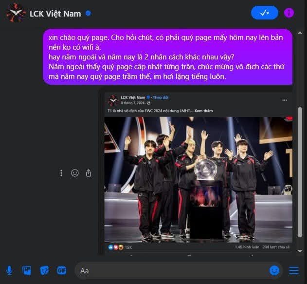 Bị pressing vì không đăng bài chúc mừng Gen.G, fanpage LCK VN lên tiếng “không thiên vị đội tuyển nào” 520698426 1569029854057128 67391