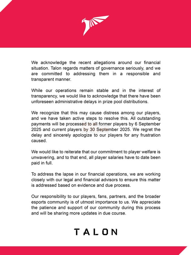LMHT: PSG Talon Bất Ngờ Đưa Ra Thông Báo Nợ Thưởng Của Tuyển Thủ Sau Sự Việc Từ CEO 3