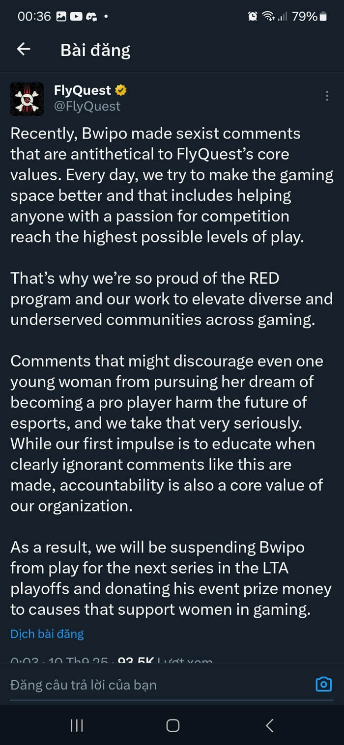 LMHT: Hết drama này đến drama khác, Bwipo bị cấm 1 trận vì “vạ mồm” phân biệt giới tính 544941168 4153449728315863 58861