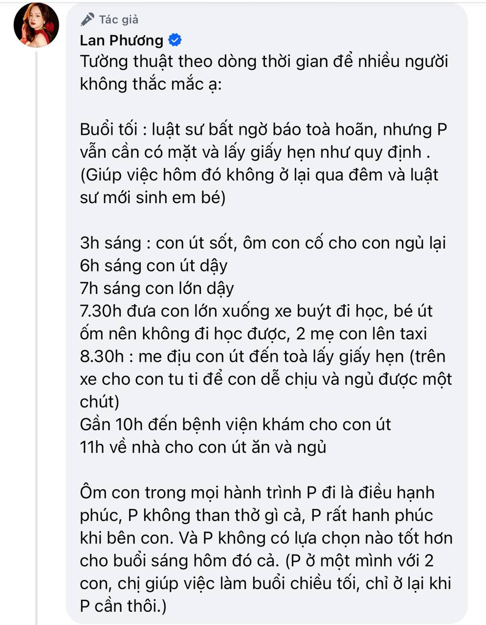 Lan Phương chia sẻ nỗi niềm ngày ra toà ly hôn với chồng Tây và lí do phải địu con đi cùng- Ảnh 1.