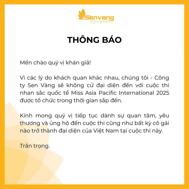 Công ty Sen Vàng bất ngờ ra thông báo 1 việc chưa từng có tiền lệ- Ảnh 1.