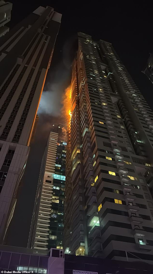 Kinh hoàng khoảnh khắc tòa nhà hạng sang chọc trời ở Dubai cháy như đuốc, hàng nghìn cư dân tháo chạy trong đêm- Ảnh 2. Kinh hoàng khoảnh khắc tòa nhà hạng sang chọc trời ở Dubai cháy như đuốc, hàng nghìn cư dân tháo chạy trong đêm- Ảnh 2.