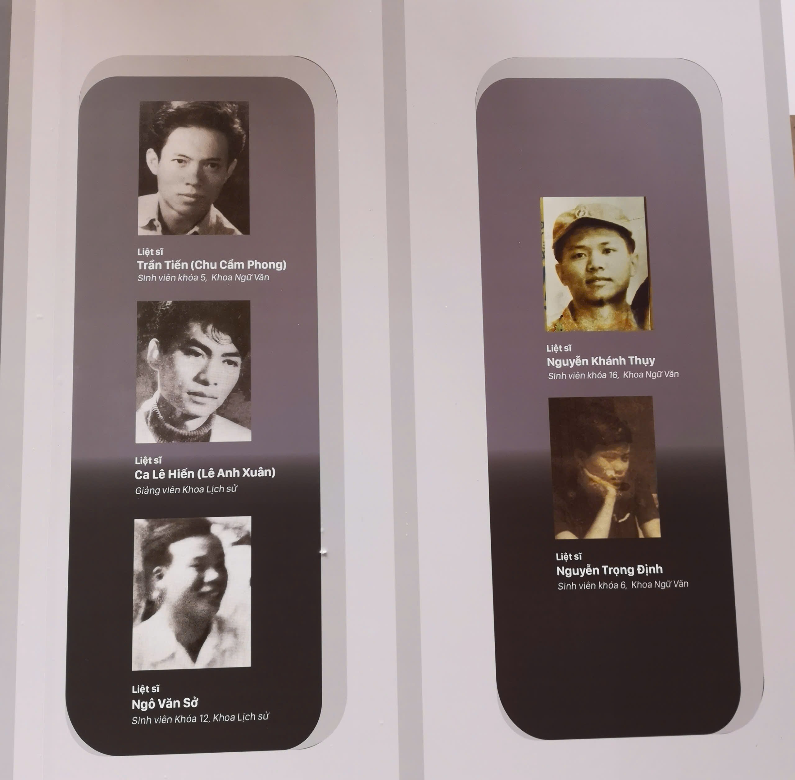 Những giảng viên, cựu sinh viên Đại học Tổng hợp Hà Nội đã anh dũng hi sinh: Trần Tiến, Nguyễn Khánh Thụy, Ca Lê Hiến, Nguyễn Trọng Định, Ngô Văn Sở,...
