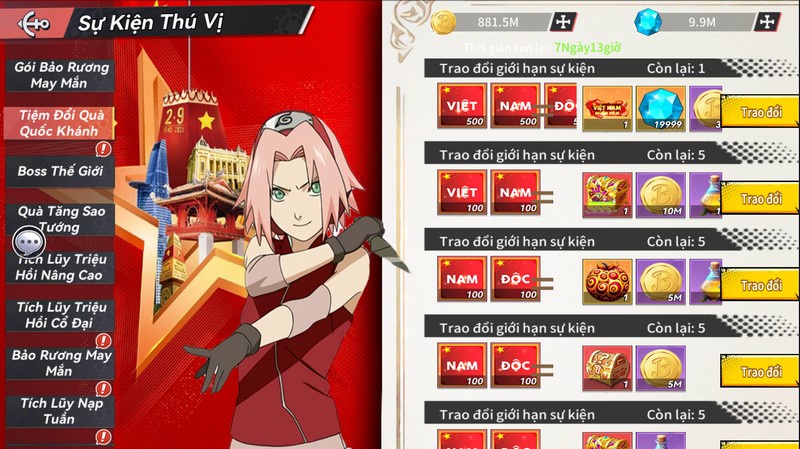 Mừng Quốc Khánh, Tứ Hoàng Hỏa Quốc "Chơi Lớn": Ra Mắt Vua Hải Tặc, Thả Boss Cửu Vĩ, Tặng Quà Hiếm! a4doeda