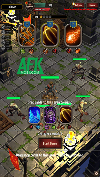 Trang bị các thẻ bài kỹ năng để nhân vật sử dụng chiến đấu trong game Abyss Trials 1