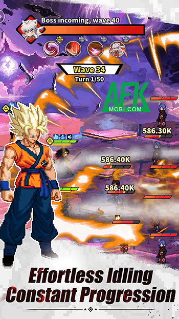 Anime Pixel Storm game idle thẻ tướng lấy chủ đề đa vũ trụ anime với phong cách đồ họa pixel 3