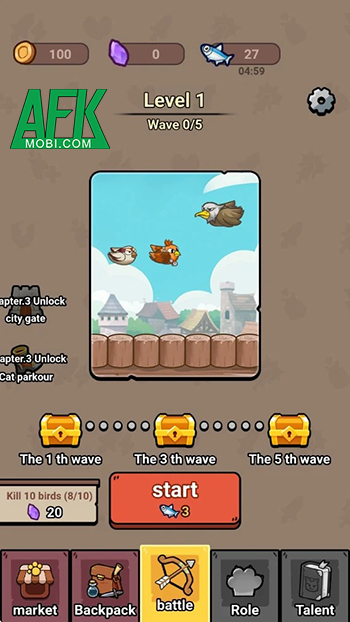 Trang bị nhiều món công cụ khác nhau cho chú mèo của bạn săn chim trong Bird Hunter 0