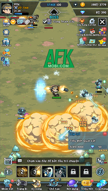 Quét sạch lũ quái vật bằng vũ khí tên lửa trong game Cannon Shooter: Dot Idle RPG 0