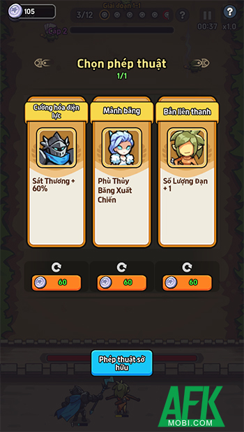 Bảo vệ bức tường của lâu đài trước các đợt kẻ thù trong game Castle Defenders Clash 2