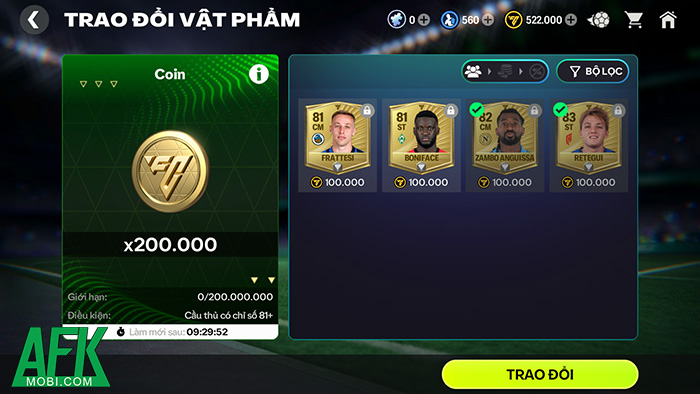 Tổng hợp các cách mà game thủ có thể cày Coin trong EA Sports FC Mobile Vietnam 3