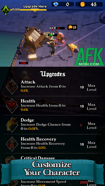 Điều khiển nhân vật của bạn chiến đấu càn quét các bản đồ đầy quái vật tại game Darkest Hero 3