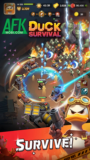 Cùng chú vịt phòng thủ chống lại bọn xác sống trong game Duck Survival 1