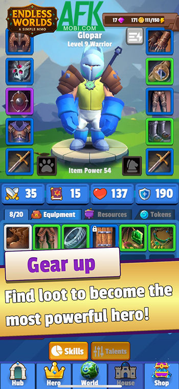 Chiến đấu bằng cách quay vòng xoay trong game Endless Worlds - A Simple MMO 4