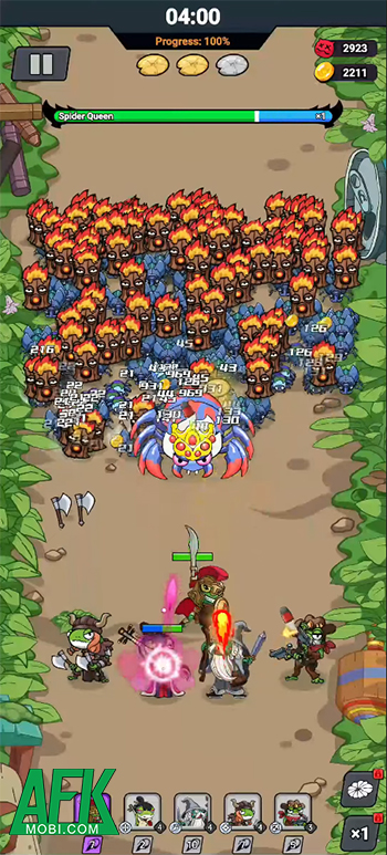 Cùng các anh hùng ếch phòng thủ trước bọn côn trùng trong game Frog Raid 3