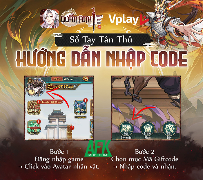 Tổng hợp gift code game Quần Anh Phong Hoa Lục – Vplay mới nhất trong tháng 0