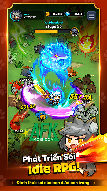 Phát triển cô nàng chiến binh người sói trong game Go Go Wolf! - Idle RPG 0