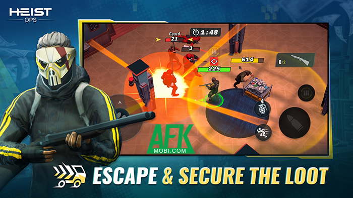 Thực hiện những phi vụ cướp đầy táo bạo trong game Heist-Ops: Top-down Shooter 3