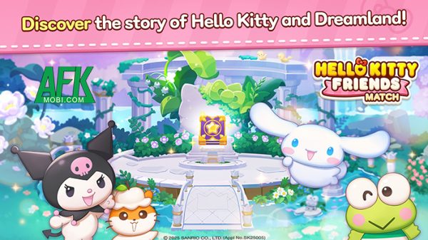 Xây dựng lại ngôi làng đổ nát trong game casual giải đố match-3 Hello Kitty Friends Match afkmobi hellokittyfriendsmatch 1jpg