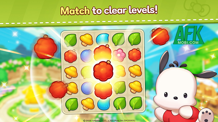 Xây dựng lại ngôi làng đổ nát trong game casual giải đố match-3 Hello Kitty Friends Match 2