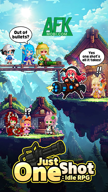 Cùng cô nàng vệ binh cầm súng tiêu diệt bọn quái vật trong game Just One Shot: Idle RPG 0