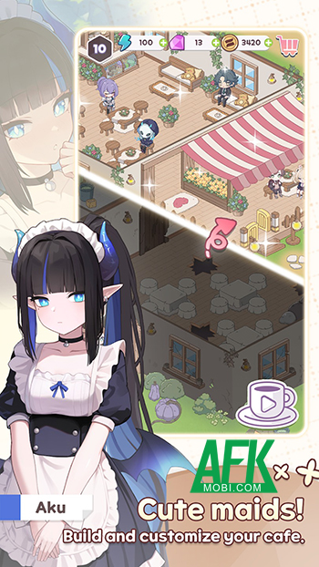 Điều hành quán cà phê cùng các cô nàng phục vụ hầu gái tại game Merge Maid Cafe - Isekai Story 0