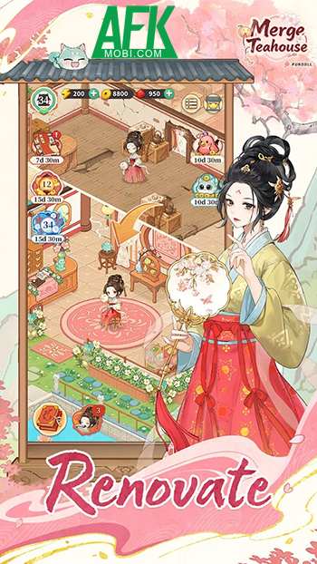 Gầy dựng trà quán của chính bạn trong tựa game Merge Teahouse: Journey 0