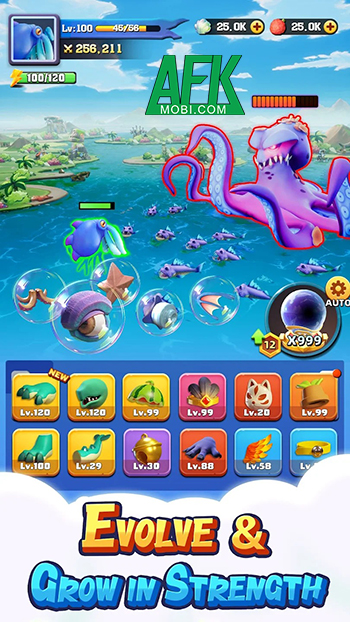 Phát triển con quái vật của bạn trong game nhàn rỗi Rise of Monsters 3