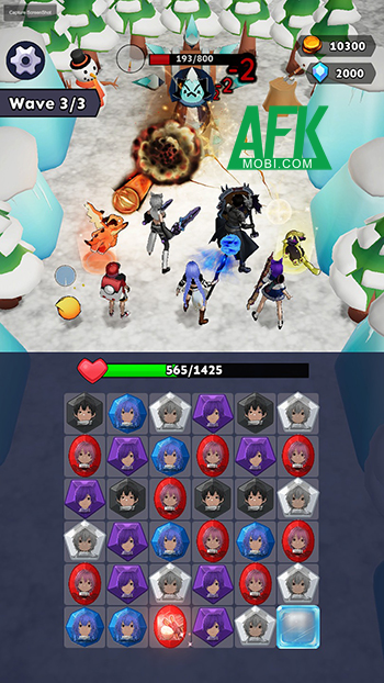 Xếp kim cương match-3 để chiến đấu với các đợt quái vật tại game RPG Master 1