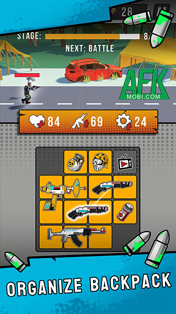 Chống lại bọn xác sống bằng các trang bị, vũ khí khác nhau tại Stand & Fight: Backpack Battle 0