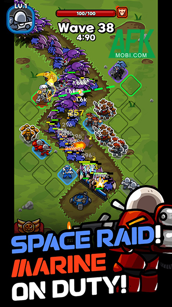 Phòng thủ trước các đợt quái vật ngoài hành tinh trong game Super Marine Defense 2