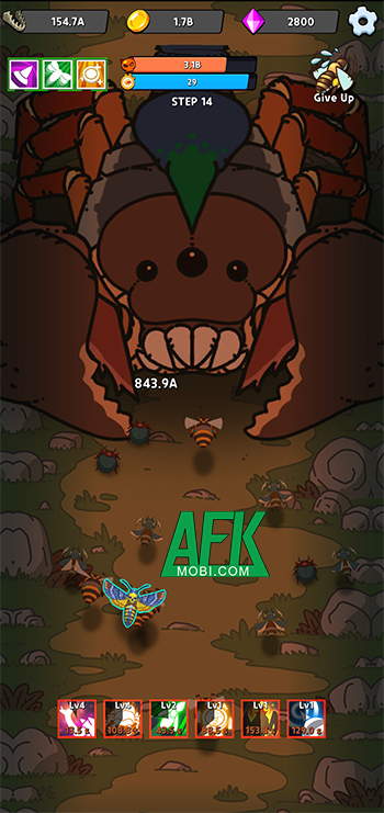 Tiêu diệt những con bọ cạp khổng lồ cùng các côn trùng trong game Tap Legion - Idle AFK Battle 2