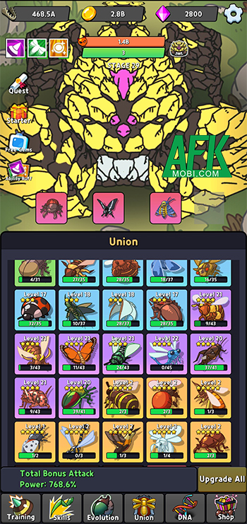 Tiêu diệt những con bọ cạp khổng lồ cùng các côn trùng trong game Tap Legion - Idle AFK Battle 3