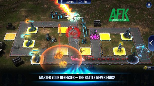 Phòng thủ trước bọn quái vật đi ra ra từ vết nứt không gian trong game The Rift Warrior afkmobi theriftwarriors 1jpg