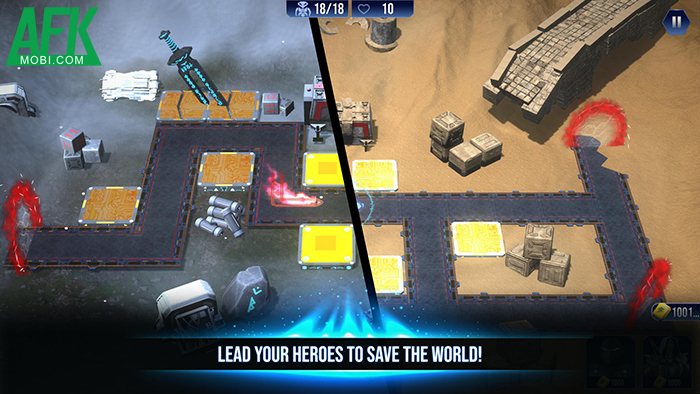 Phòng thủ trước bọn quái vật đi ra ra từ vết nứt không gian trong game The Rift Warrior 2