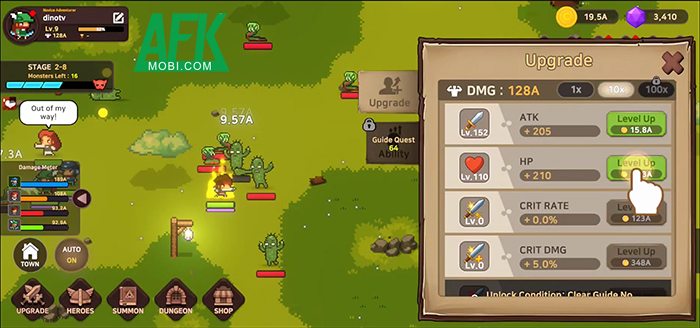 Bảo vệ thị trấn khỏi những con quái vật trong game nhàn rỗi Town Guardians: Pixel Idle RPG 1