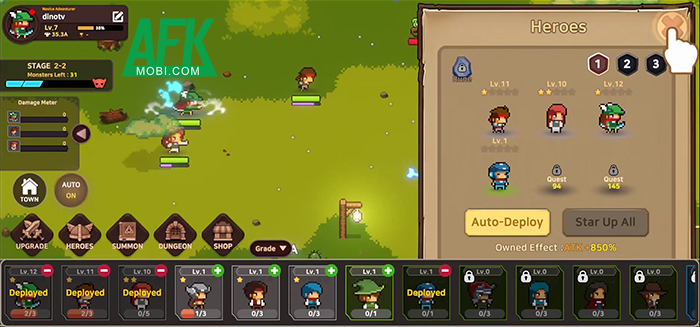 Bảo vệ thị trấn khỏi những con quái vật trong game nhàn rỗi Town Guardians: Pixel Idle RPG 2