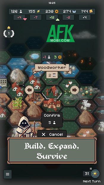 Dẫn dắt một nhóm cư dân gầy dựng khu định cư trong game TownsFolk Mobile 1