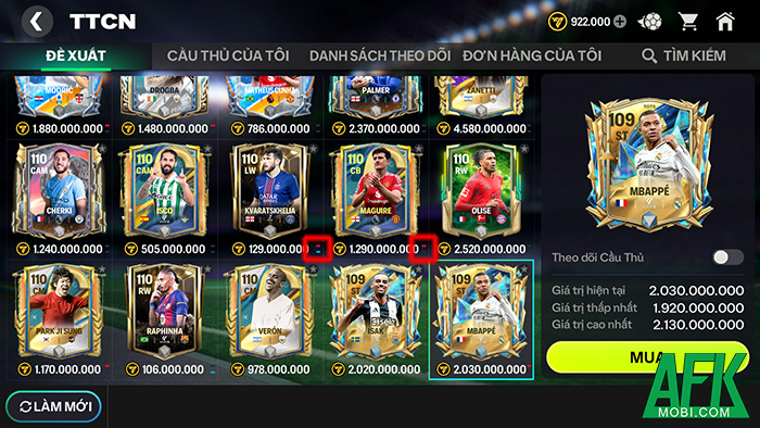 Hướng dẫn nhập môn Thị Trường Chuyển Nhượng trong game EA Sports FC Mobile Vietnam 6