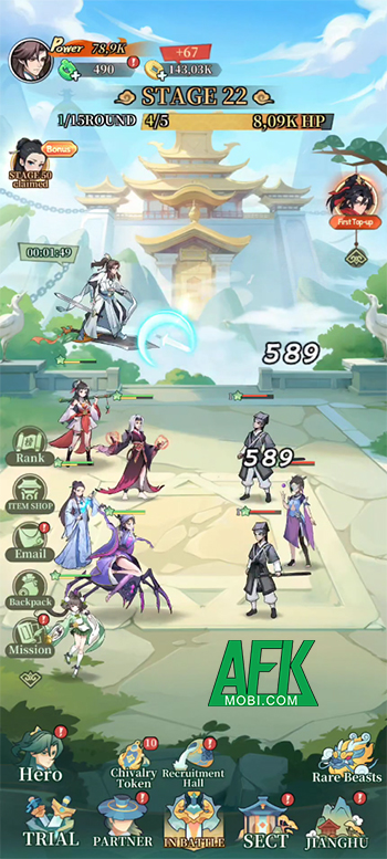 Wulin Buzz game idle thẻ tướng tap tap lấy chủ đề kiếm hiệp Kim Dung 1