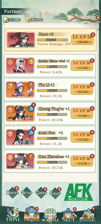 Wulin Buzz game idle thẻ tướng tap tap lấy chủ đề kiếm hiệp Kim Dung 2