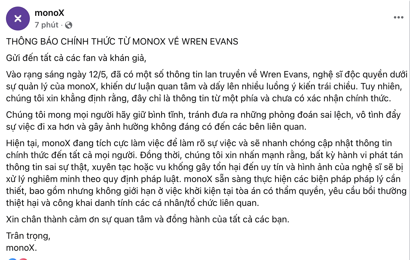 Thêm 1 nhân vật lên tiếng căng giữa drama tình ái của Wren Evans, thừa nhận giữ trong tay nhiều bí mật- Ảnh 4. Thêm 1 nhân vật lên tiếng căng giữa drama tình ái của Wren Evans, thừa nhận giữ trong tay nhiều bí mật- Ảnh 4.