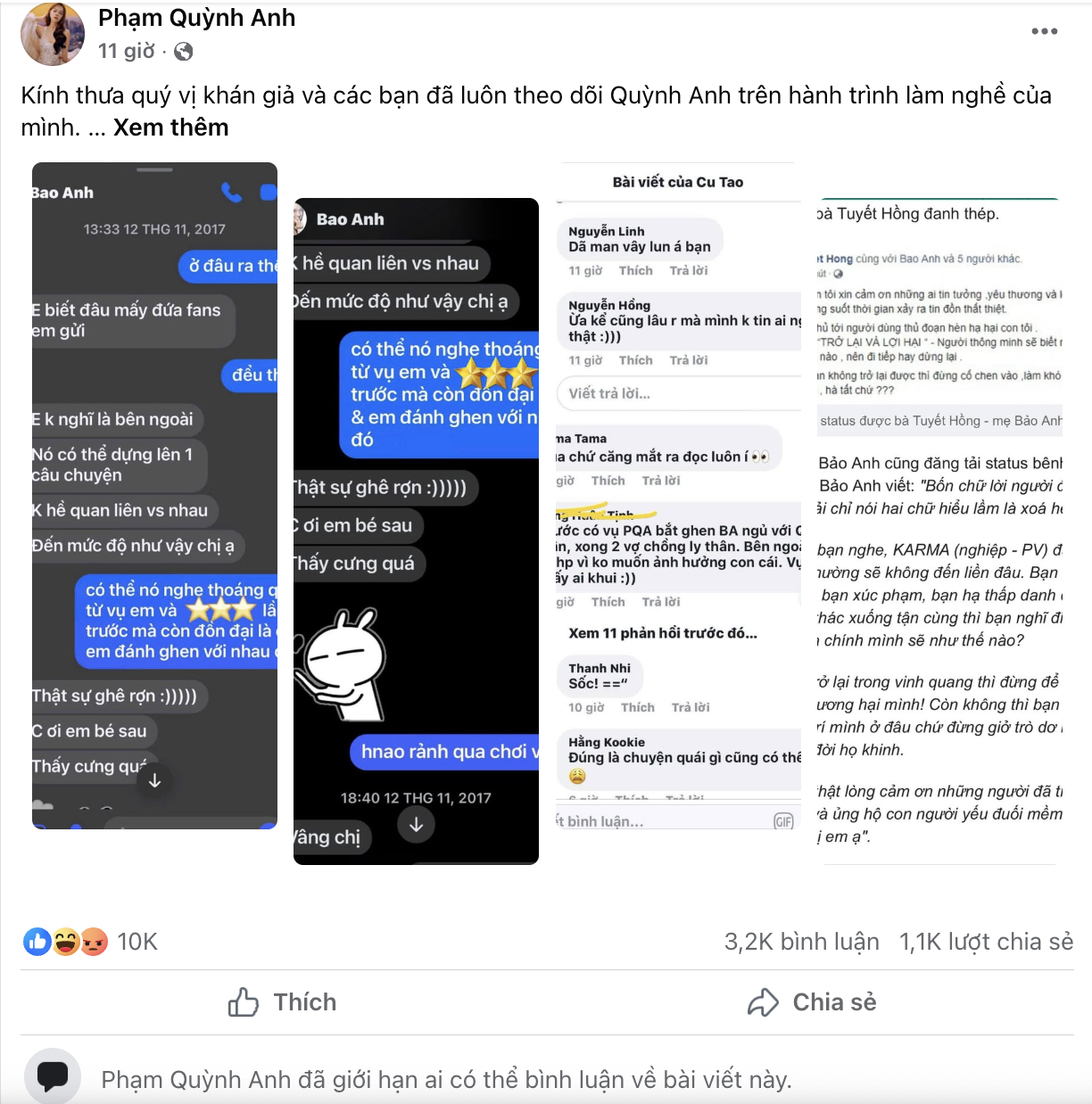 Phạm Quỳnh Anh tắt bình luận, ẩn ý ai đó