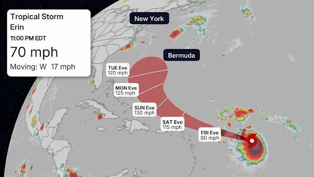 Siêu bão Erin mạnh lên nhanh nhất trong lịch sử Đại Tây Dương- Ảnh 4. Siêu bão Erin mạnh lên nhanh nhất trong lịch sử Đại Tây Dương- Ảnh 4.