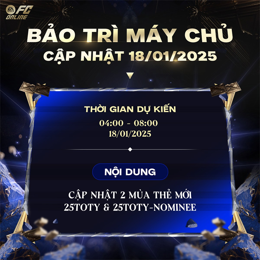 Bảo trì FC Online hôm nay 18/1 đến mấy giờ? bao tri fc 181