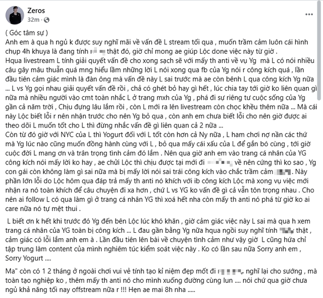 Zeros có loạt động thái mới về mối quan hệ với