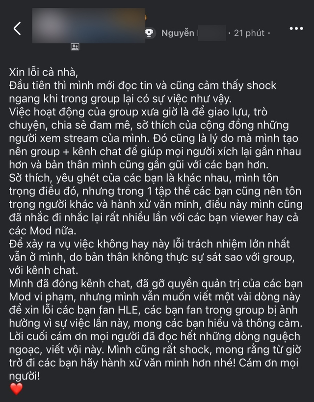 Nam BLV phải đóng vĩnh viễn group fan của mình