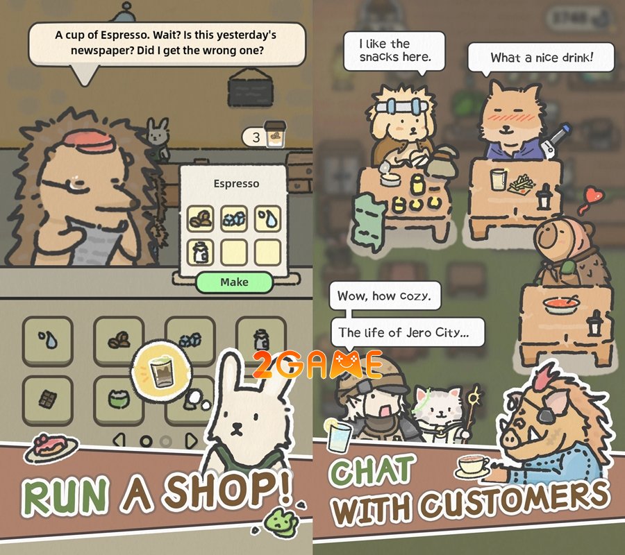 Bunnysip Tale cho phép bạn điều hành một quán cà phê động vật dễ thương bunnysiptale 2