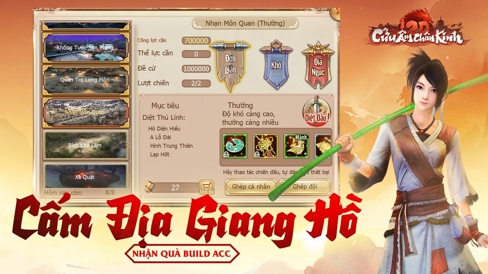 Thế giới kiếm hiệp chân thực trên mobile: Cửu Âm Chân Kinh 2D Mobile chính thức ra mắt tặng ngay IPHONE 16 Promax 1TB cack2dmobile giftcode 3